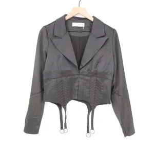 Naked Wardrobe The Statement Black Cropped Garter Blazer Size M thumbnail 2
