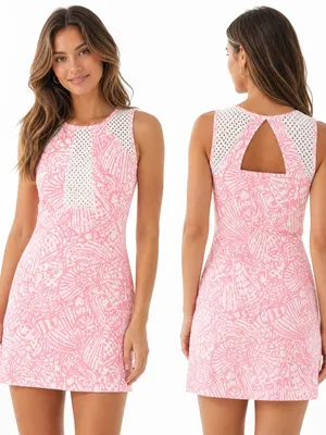 Lilly Pulitzer Kaylee Shift Dress Hubba‎ Bubba Sea Cups Pink Size 8 thumbnail 2
