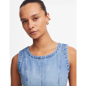 Madewell Circle Mini Dress Airy Denim Ashbury Wash Blue Fit Flare XXS NWT thumbnail 5