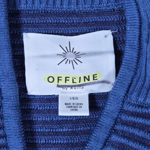 OFFLINE by Aerie Home Stretch Ribbed Sweater Quarter Zip Blue Pullover Sweater L thumbnail 4