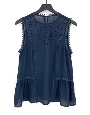 MODCLOTH Heart Tank Blouse Navy Blue L thumbnail 1