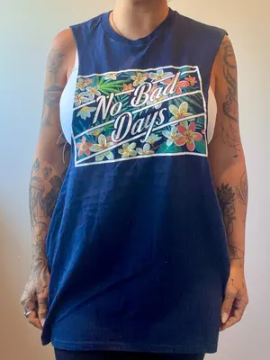 Delta Pro Weight Women's XL No Bad Days Cut Navy Tank Top thumbnail 1