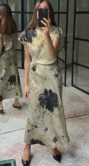 Zara - SATIN EFFECT MIDI DRESS thumbnail 1