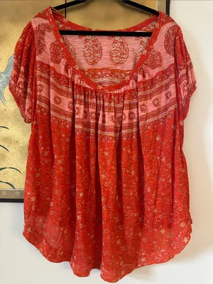Free People Paisley Puff-Sleeve T-Shirt in Fruit Punch Combo thumbnail 10