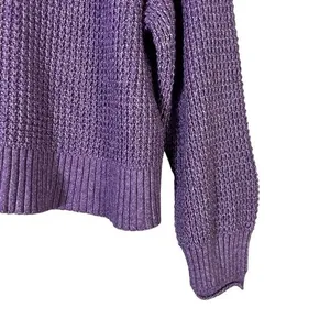 American Eagle Mock Neck Waffle Knit Raglan Sweater Purple Cozy Casual Size L thumbnail 4