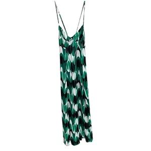 Zara Green Abstract Geometric Wavy Print Midi Dress XS‎ Crisscross Back 9878/173 thumbnail 9