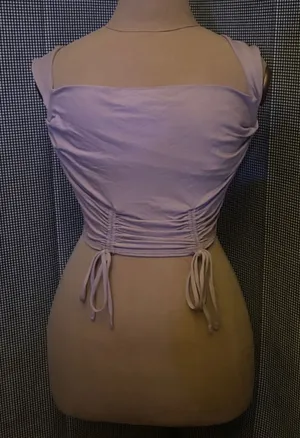 Oh Polly Lilac Ruched Crop Tank Top Summer Baddie Coquette Girl Festival Pin Up thumbnail 1