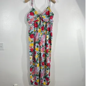 Old Navy Floral Jumpsuit Tie Strap Smocked‎ Back Casual Summer Lightweight L thumbnail 3