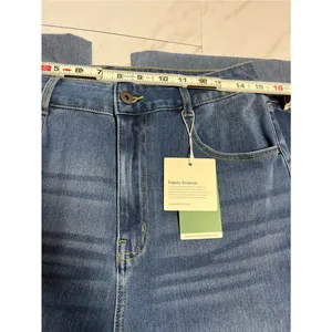 NWT Halara Flex Tall High Waisted Pockets Rolled Hem Wide Leg Washed Denim Large thumbnail 7