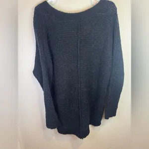 Free People Black Wool Alpaca Blend V-Neck‎ Oversized Sweater Size XS thumbnail 6