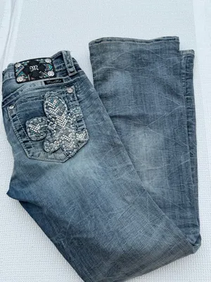 Miss Me Signature Boot Jeans Women’s 26 Blue Stretch Embellished Y2K 29 Inseam thumbnail 11
