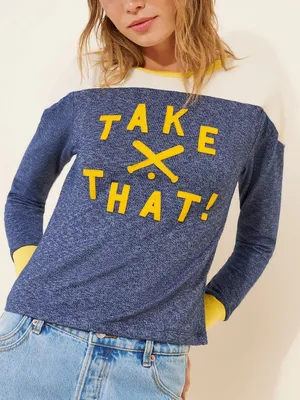 MOTHER Take That Hail Mary The Long Sleeve Cap Outfielder Sweatshirt in Blue thumbnail 1