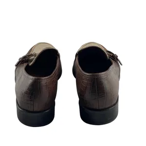 Etienne‎ Aigner Carver Brown Croc Embossed Leather Fabric Buckle Loafers 9.5M thumbnail 5