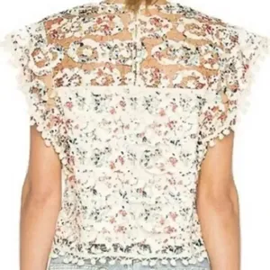 Revolve‎ Tularosa Kennedy Top in Rainbow Lace Blouse Size Small Cream/Mul… thumbnail 4