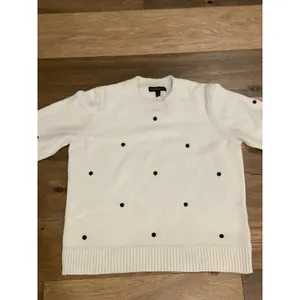 Banana Republic L White Black Polka Dot Knit Sweater thumbnail 3
