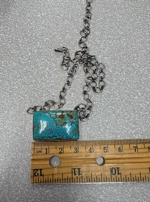 Authentic Navajo Sterling Silver Turquoise Necklace by P. Skeets – Spiderweb Matrix thumbnail 4