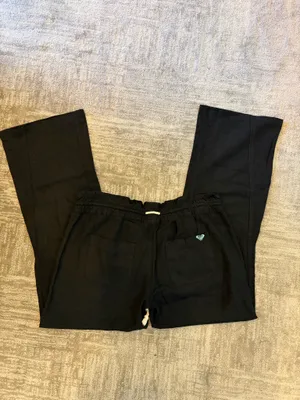 Like New Roxy Linen Black Wide Leg Drawstring Pants. Sz S thumbnail 3