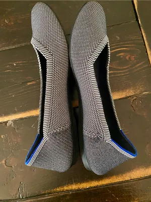 Rothy's Navy and White Knit Ballet Flats with Blue Trim thumbnail 6