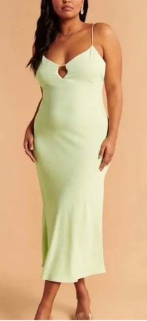 Abercrombie & Fitch Soft Lime Open Back Maxi Dress NWT L thumbnail 1