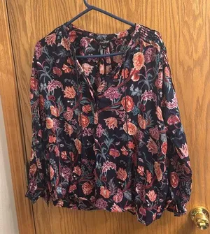 Lucky brand long sleeve floral shirt size large thumbnail 1