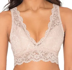 Smart & Sexy Lace Bralette Nude Beige V-Neck Wireless Size S NWT thumbnail 1