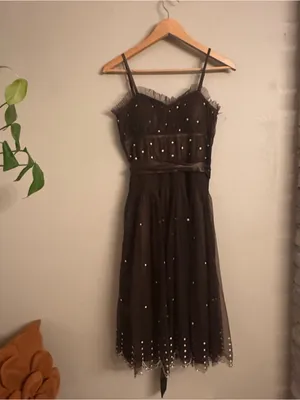 GUNNE‎ SAX | JESSICA MCCLINTOK Spaghetti-Strap Dress w/Pink Rose Embroidery Y2K thumbnail 4