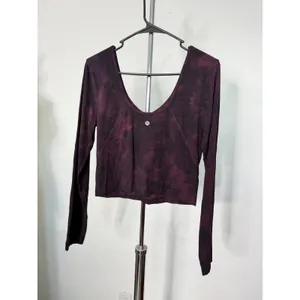 Lululemon Align Long Sleeve Shirt Diamond Dye Cassis Black V-Neck Crop Top 10 thumbnail 2