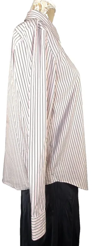 Lauren Ralph Lauren Womens Large Non-Iron Pink Black Striped Button Down Shirt thumbnail 7