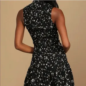 Lulus Sleeveless Black Floral Smocked Mini Dress thumbnail 2