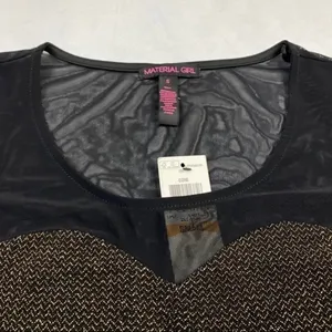 Material Girl‎ Metallic Gold Mesh Neckline Dress thumbnail 3