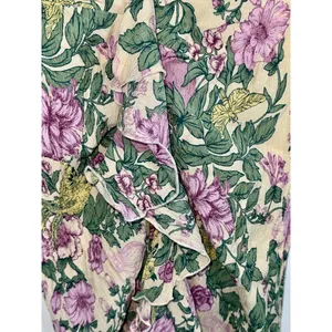 Abercrombie & Fitch Cream Green Floral Ruffle Wrap Long Midi Skirt Women Size XS thumbnail 2