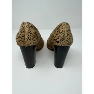 Juicy Couture Cheetah Print Calf Hair Block Heel Pumps Round Toe Tan BlK Size 7 thumbnail 7