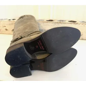 Source Unknown Charles David Boots Womens Size‎ 7.5 Taupe Leather Riding Knee High Made Italy thumbnail 6