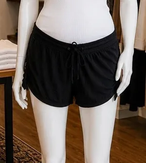 A Pea in the Pod Women Maternity Sleep Shorts Black Ruched Side Small thumbnail 1