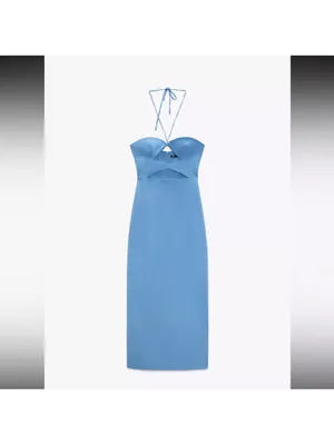 Zara Bright Blue Strapless Cutout Midi Dress thumbnail 5