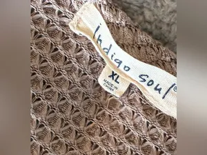 Women’s Indigo Soul Taupe Lace-Panel Waffle Knit Long-Sleeve Top Size X-Large thumbnail 3