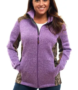 Women's Mossy‎ Oak Sweater Fleece Knit Jacket Break-Up Country Camo Purple thumbnail 1