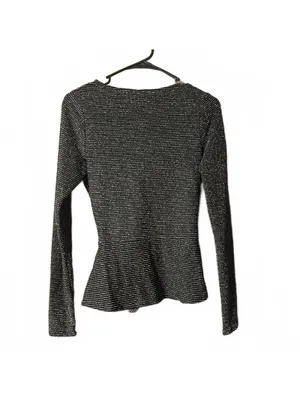 Francesca's Black Sparkle Wrap Top with Tie Waist - Medium thumbnail 5