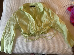 ZARA Green Linen Top thumbnail 2