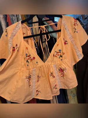 NWT Free People Make Me Yours Blouse - peach combo - Small thumbnail 9