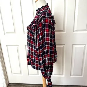 Free People Charlie ruffle plaid top NWT size XS thumbnail 4