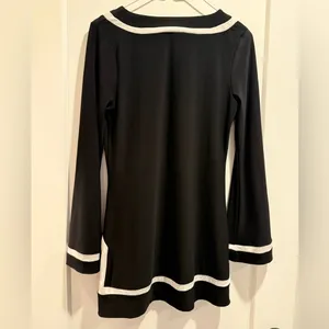 White House Black Market Black Tunic with White Trim Size‎ M thumbnail 2