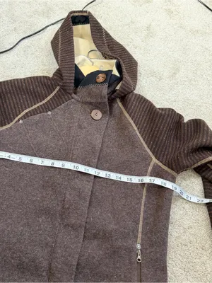 Prana Women’s Bijou Jacket Fleece Lined Wool Blend Hooded Full Zip in Brown L thumbnail 9