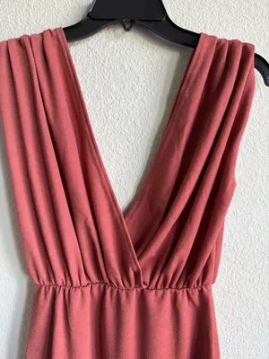 Dusty Rose Deep V Neck Midi Dress Size 6 thumbnail 3