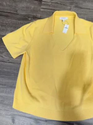 Banana Republic NWT Yellow Cotton Short Sleeve Polo Sweater XL thumbnail 6