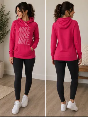 Nike Women's Hot Pink Pullover Hoodie with Repeat Logo Xs thumbnail 2