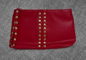 Elizabeth Arden Red Faux Leather Gold Studded Wristlet Clutch thumbnail 1