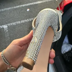 Y2K Silver Steve Madden diamond open toe high heels with sparkles, diamond strap thumbnail 4