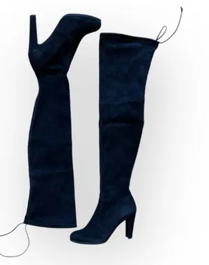 Stuart Weitzman ICONIC Highland stretch-suede over-the-knee black boots shoe 5M thumbnail 1