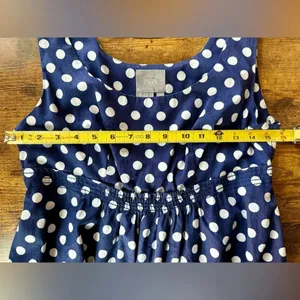 Anthropologie Polka Dot Dress - Vanessa Virginia Navy Blue White Womens sz 10 thumbnail 6